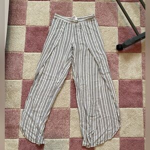 Gray and black striped pool/beach pants with slit